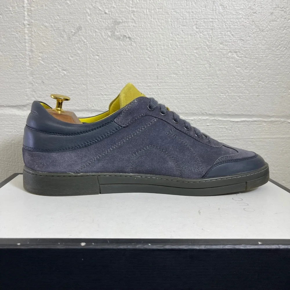 Salvatore Ferragamo 2056 Blue Suede‎ Leather Casual Sneakers Men's 9.5 EE